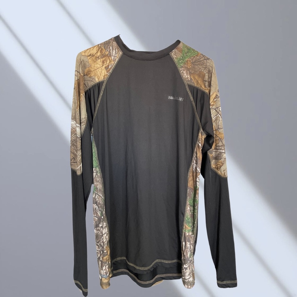 Men's Black and Camouflage Long Sleeve Shirt